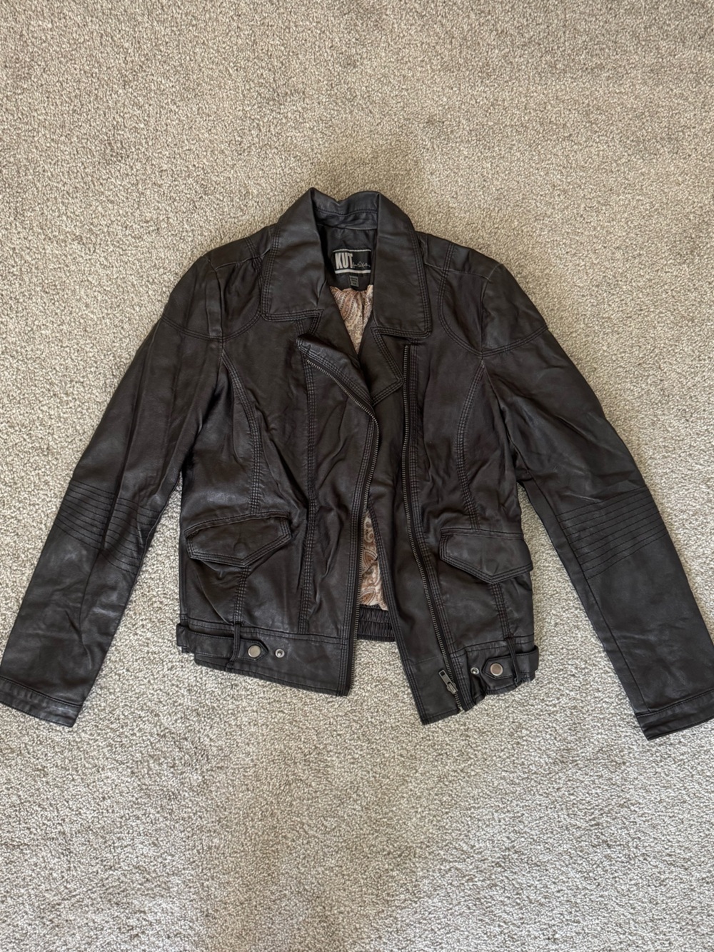 Kut from the Kloth Black Leather Jacket, Extra Small